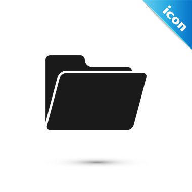 Beyaz arka planda yalıtılmış Siyah Belge klasör simgesi. Muhasebe bağlayıcı sembolü. Muhasebe yönetimi. Vektör İllüstrasyonu