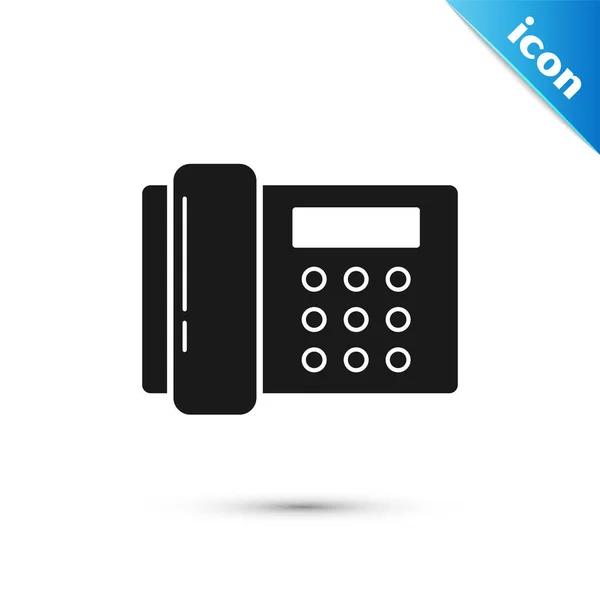 Icono de teléfono negro aislado sobre fondo blanco. Teléfono fijo. Ilustración vectorial — Vector de stock