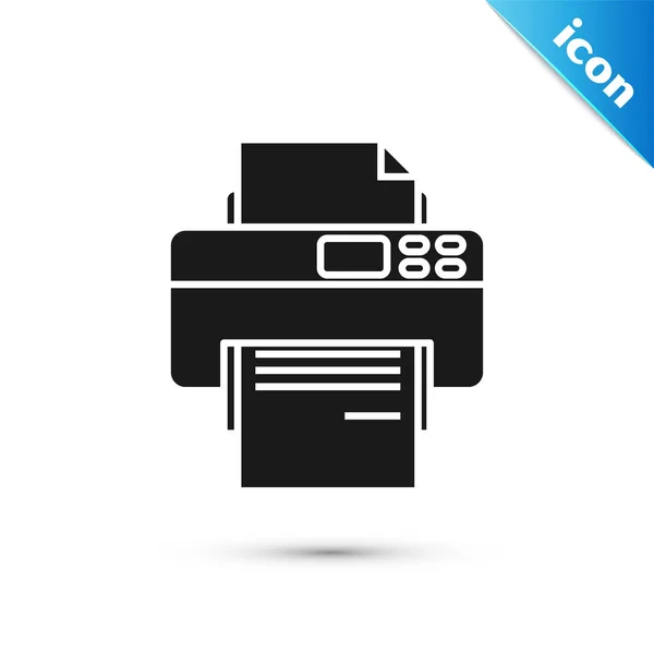 Ícone de impressora preta isolado no fundo branco. Ilustração vetorial — Vetor de Stock