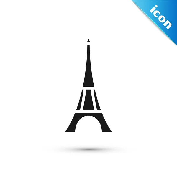 Icône tour Eiffel noire isolée sur fond blanc. Symbole emblématique France Paris. Illustration vectorielle — Image vectorielle