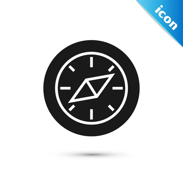 Černá ikona kompas izolované na bílém pozadí. Windrose navigační symbol. Znamení větrné růže. Vektorová ilustrace — Stockový vektor