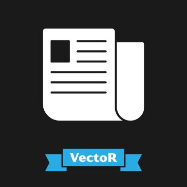 Beyaz Dosya belgesi simgesi siyah arkaplanda izole edildi. Kontrol listesi simgesi. İş konsepti. Vektör İllüstrasyonu