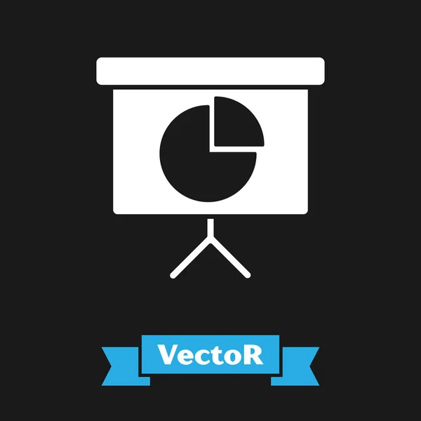 Weiße Präsentation Finanz-Business-Board mit Grafik, Zeitplan, Diagramm, Diagramm, Infografik, Tortendiagramm-Symbol auf schwarzem Hintergrund isoliert. Vektorillustration — Stockvektor