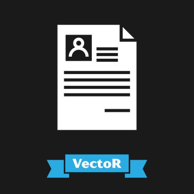 Beyaz Kalan simgesi siyah arkaplanda izole edildi. Özgeçmiş başvurusu. Profesyonel personel aranıyor. Personel analizi devam ediyor. Vektör İllüstrasyonu