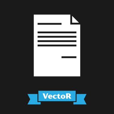 Siyah arka planda yalıtılmış Beyaz Belge simgesi. Dosya simgesi. Denetim listesi simgesi. İş konsepti. Vektör İllüstrasyonu