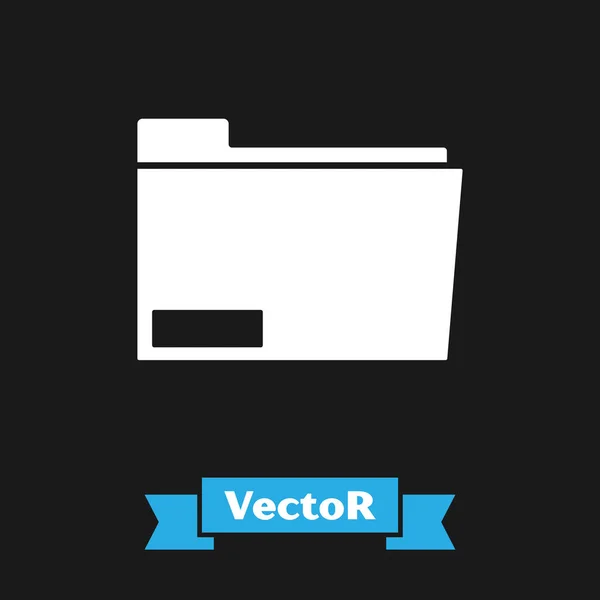 Icono de carpeta Documento blanco aislado sobre fondo negro. Símbolo de encuadernación contable. Dirección de contabilidad. Ilustración vectorial — Vector de stock