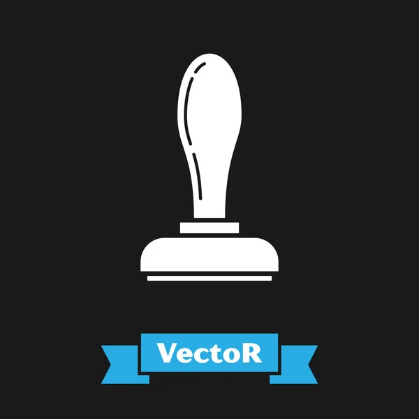 Icono de sello blanco aislado sobre fondo negro. Ilustración vectorial — Vector de stock