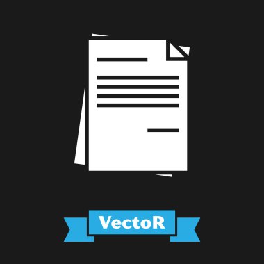 Beyaz Dosya belgesi simgesi siyah arkaplanda izole edildi. Kontrol listesi simgesi. İş konsepti. Vektör İllüstrasyonu