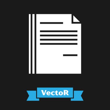 Beyaz Dosya belgesi simgesi siyah arkaplanda izole edildi. Kontrol listesi simgesi. İş konsepti. Vektör İllüstrasyonu