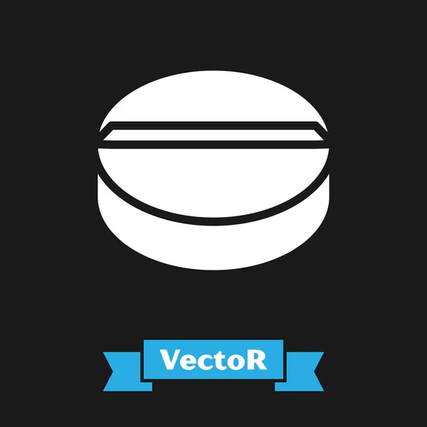 Medicina branca comprimido ou tablet ícone isolado no fundo preto. Comprimido de cápsula e sinal de droga. Design de farmácia. Ilustração vetorial — Vetor de Stock