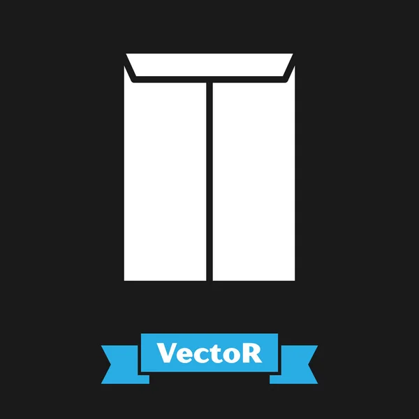 Hvid konvolut ikon isoleret på sort baggrund. E-mail brev symbol. Illustration af vektor – Stock-vektor