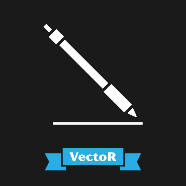 Icono de línea White Pen aislado sobre fondo negro. Ilustración vectorial — Vector de stock