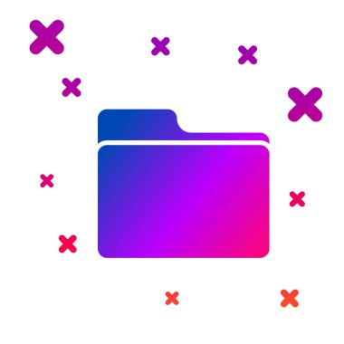 Beyaz arka planda yalıtılmış renkli belge klasör simgesi. Muhasebe bağlayıcı sembolü. Defter tutma yönetimi. Degrade rasgele dinamik şekiller. Vektör Illustration