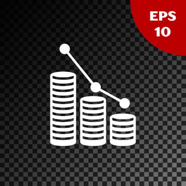 Beyaz pasta grafiği İnfografik ve şeffaf koyu arka planda izole jeton simgesi. Diyagram grafik işareti. Vektör Illustration