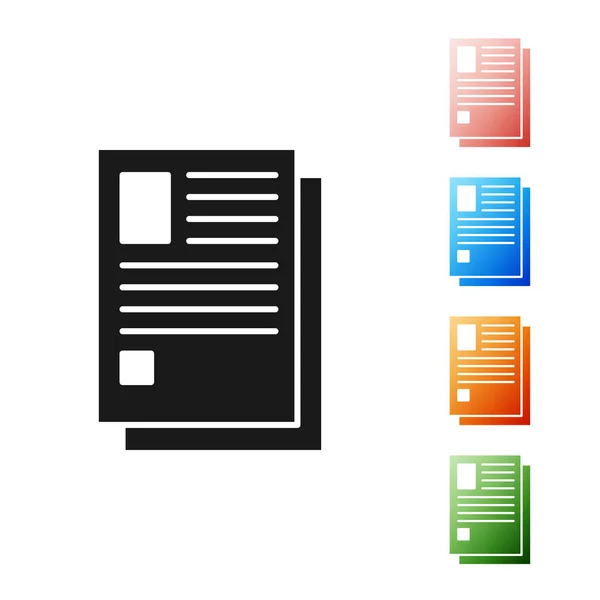 Black File document pictogram geïsoleerd op witte achtergrond. Checklist icoon. Bedrijfsconcept. Stel pictogrammen kleurrijk. Vector Illustratie — Stockvector
