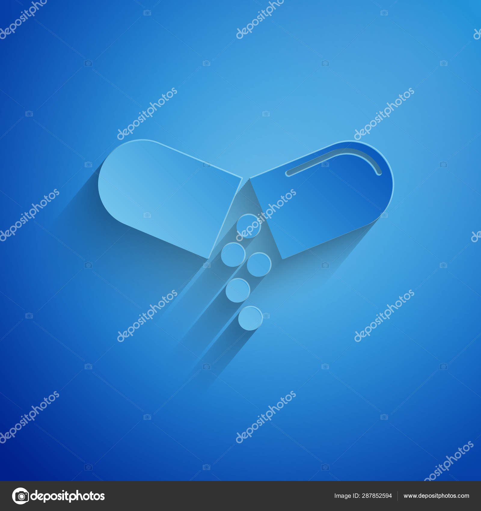 Paper Cut Medicine Pill Or Tablet Icon Isolated On Blue Background Capsule Pill And Drug Sign Pharmacy Design Paper Art Style Vector Illustration Stock Vector Image By C Vectoroksana