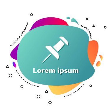 Beyaz arka planda yalıtılmış beyaz Push pin simgesi. Parmak izleri işareti. Sıvı şekiller ile soyut afiş. Vektör Illustration