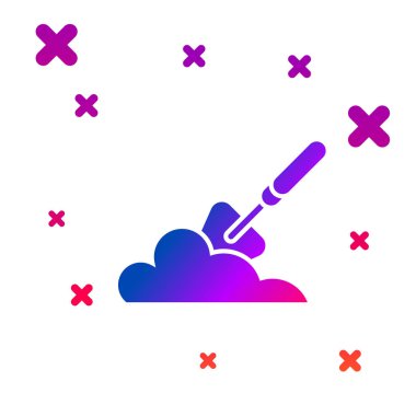 Beyaz arka plan üzerinde izole zemin simgesi Renk Bahçe mala maça veya kürek. Bahçıvanlık aleti. Bahçecilik, tarım, tarım için bir araç. Gradyan rasgele dinamik şekiller. Vektör İllüstrasyonu