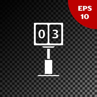 Beyaz spor futbol mekanik skorbordu ve sonuç ekran simgesi şeffaf koyu arka planda izole. Vektör Illustration