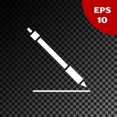Beyaz kalem çizgi simgesi şeffaf koyu arka planda yalıtılmış. Vektör Illustration