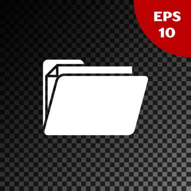 Beyaz Belge klasör simgesi şeffaf koyu arka planda yalıtılmış. Muhasebe bağlayıcı sembolü. Defter tutma yönetimi. Vektör Illustration