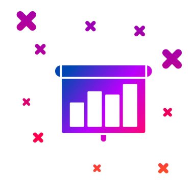 Renk sunumu mali iş kurulu grafik, program, grafik, diyagram, Infographic, pasta grafik simgesi beyaz arka planda izole. Degrade rasgele dinamik şekiller. Vektör Illustration