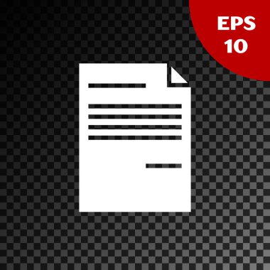 Beyaz Belge simgesi şeffaf koyu arka planda yalıtılmış. Dosya simgesi. Kontrol listesi simgesi. İş konsepti. Vektör Illustration