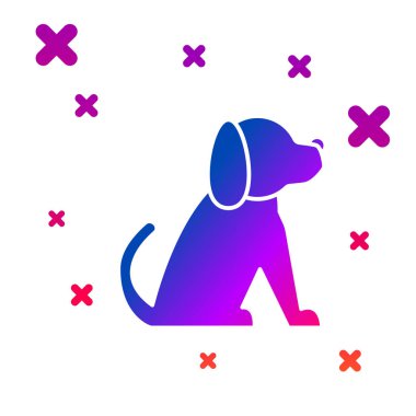 Beyaz arka planda izole renkli köpek simgesi. Degrade rasgele dinamik şekiller. Vektör Illustration