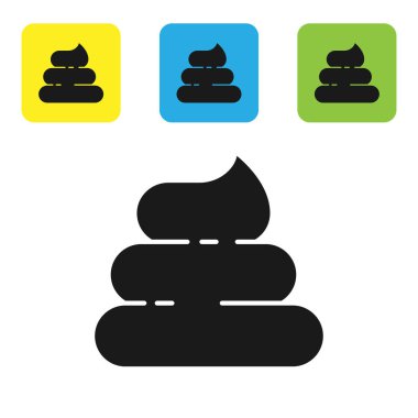 Siyah bok simgesi beyaz arkaplanda izole edildi. Renkli kare düğmeleri ayarlayın. Vektör İllüstrasyonu