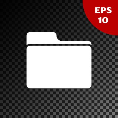 Beyaz Belge klasör simgesi şeffaf koyu arka planda yalıtılmış. Muhasebe bağlayıcı sembolü. Defter tutma yönetimi. Vektör Illustration