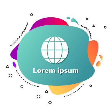 Beyaz toprak küre simgesi beyaz arka planda izole. Dünya veya dünya tabelası. Küresel internet sembolü. Geometrik şekiller. Sıvı şekiller ile soyut afiş. Vektör Illustration