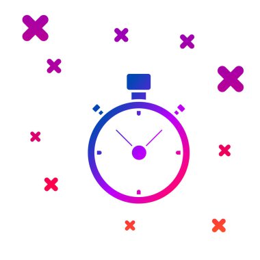 Beyaz arka planda izole renk kronometre simgesi. Zaman Zamanlayıcısı işareti. Kronometre işareti. Degrade rasgele dinamik şekiller. Vektör Illustration