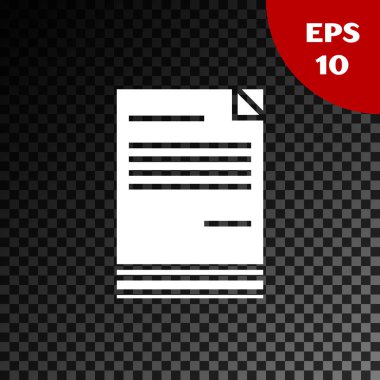 Beyaz Belge simgesi şeffaf koyu arka planda yalıtılmış. Dosya simgesi. Kontrol listesi simgesi. İş konsepti. Vektör Illustration