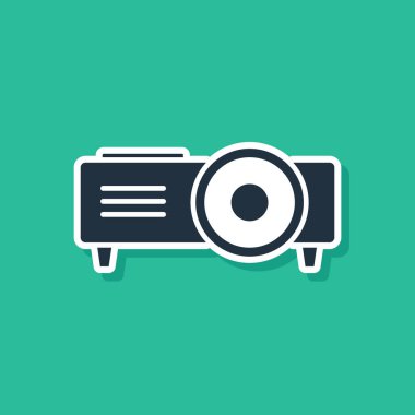 Mavi sunum, film, film, yeşil arka planda izole medya projektör simgesi. Vektör Illustration