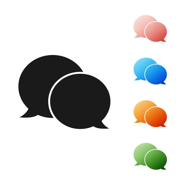 Black Speech icono de chat burbuja aislado sobre fondo blanco. Icono del mensaje. Comunicación o comentario símbolo de chat. Establecer iconos de colores. Ilustración vectorial — Vector de stock