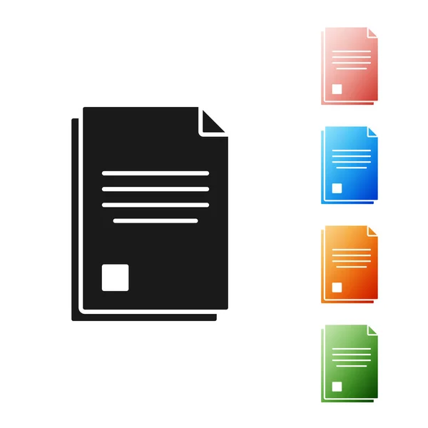 Μαύρο εικονίδιο εγγράφου αρχείου απομονωμένο σε λευκό φόντο. Εικονίδιο λίστας ελέγχου. Επιχειρηματική ιδέα. Ορισμός εικονίδια πολύχρωμα. Εικονογράφηση διανύσματος — Διανυσματικό Αρχείο