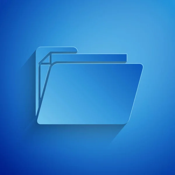 Papiergeschnittenes Ordnersymbol auf blauem Hintergrund. Buchhalter-Symbol. Buchhaltungsmanagement. Papierkunst. Vektorillustration — Stockvektor