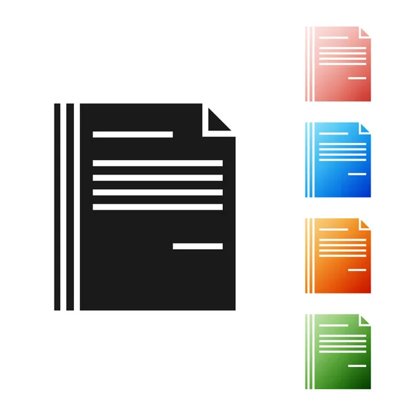 Icona del documento Black File isolata su sfondo bianco. Icona della lista di controllo. Concetto aziendale. Set icone colorate. Illustrazione vettoriale — Vettoriale Stock