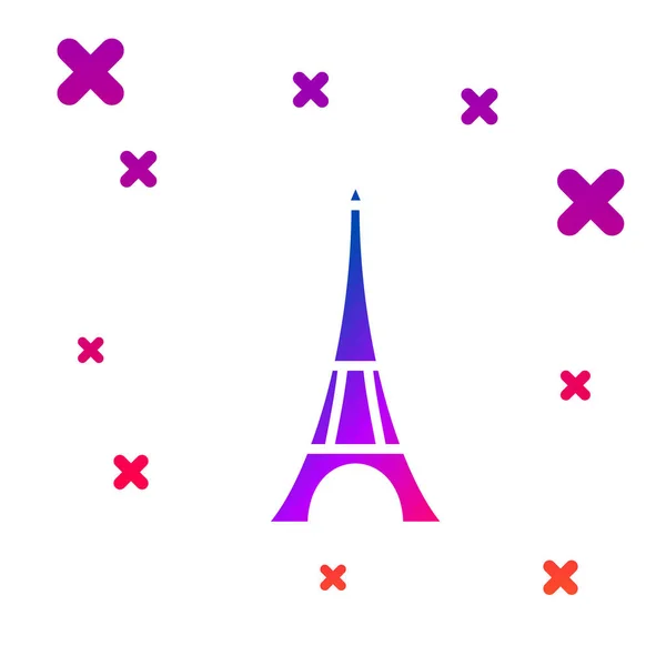 Cor Ícone da torre Eiffel isolado no fundo branco. França Paris símbolo de referência. Gradiente formas dinâmicas aleatórias. Ilustração vetorial — Vetor de Stock