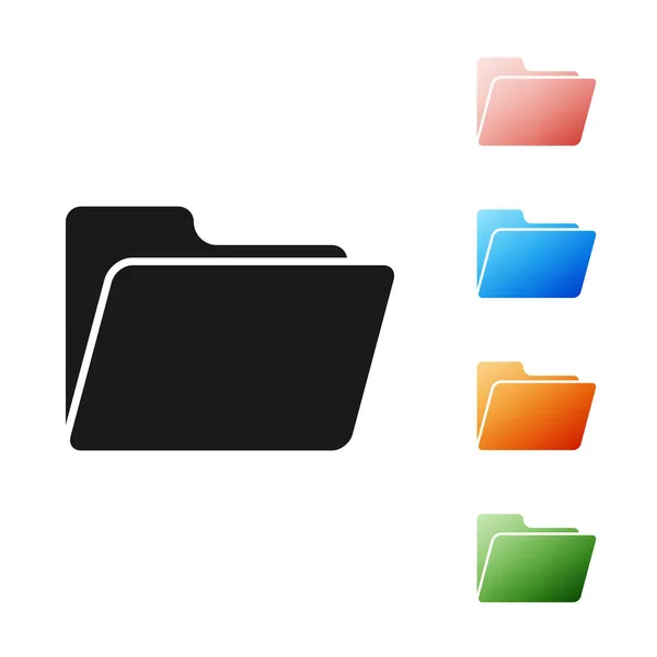 Fekete Dokumentum mappa ikon elszigetelt fehér háttér. Könyvelési mappa szimbólum. Könyvelés. Állítsa be az ikonok színes. Vektorillusztráció — Stock Vector
