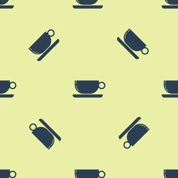 Blauwe koffie kopje plat pictogram geïsoleerd naadloze patroon op witte achtergrond. Thee beker. Warme drank koffie. Vector illustratie — Stockvector