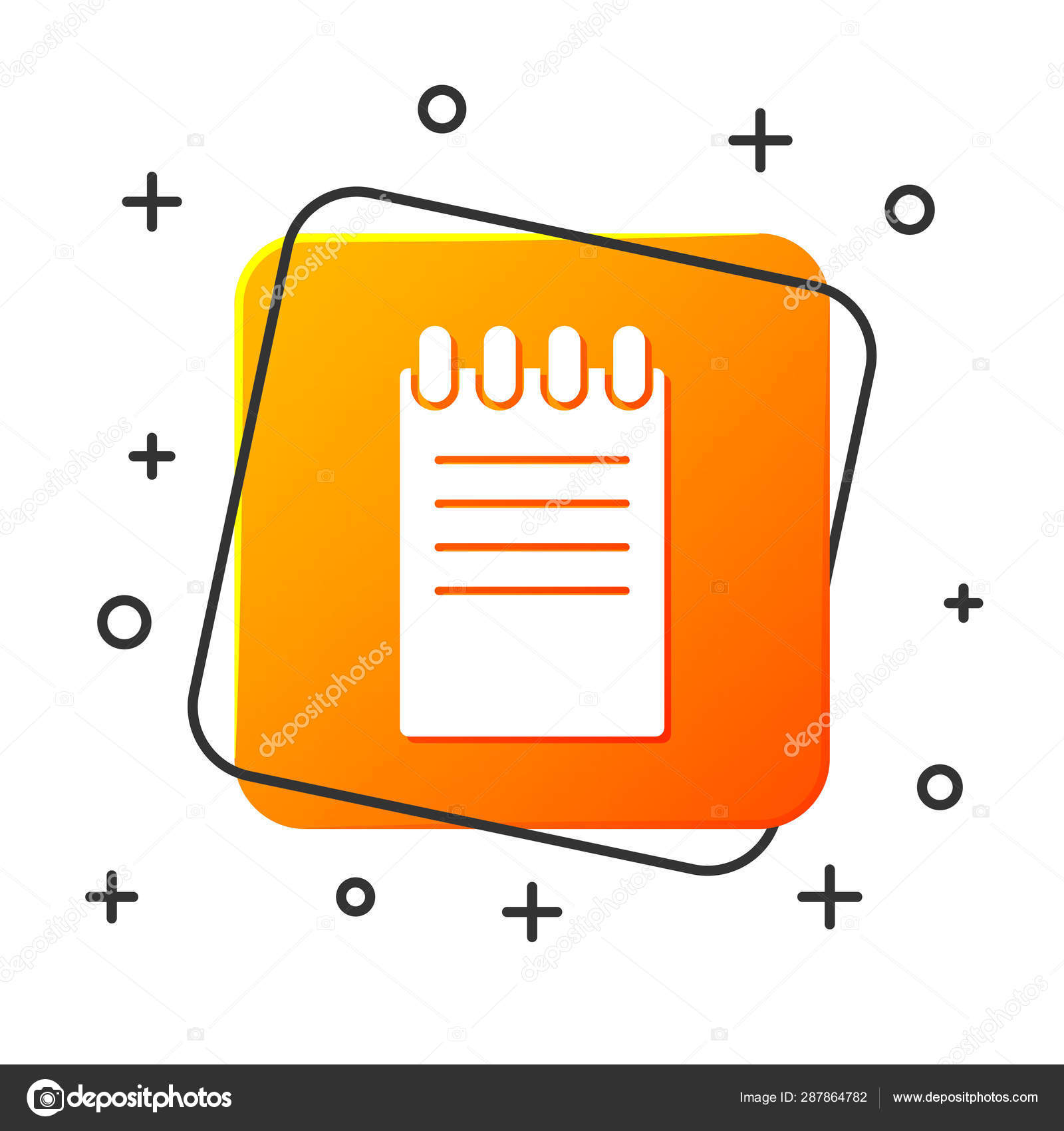 White Notebook Icon Isolated On White Background Spiral Notepad Icon School Notebook Writing Pad Diary For Business Notebook Cover Design Orange Square Button Vector Illustration Vector Image By C Vectoroksana