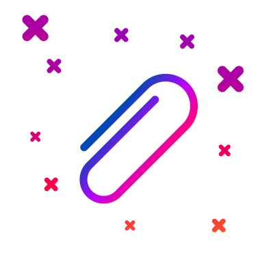 Beyaz arka planda izole renkli kağıt klip simgesi. Degrade rasgele dinamik şekiller. Vektör Illustration