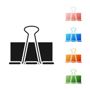 Siyah cilt klipsi simgesi beyaz arkaplanda izole edildi. Ataç. Simgeleri renklendirin. Vektör İllüstrasyonu