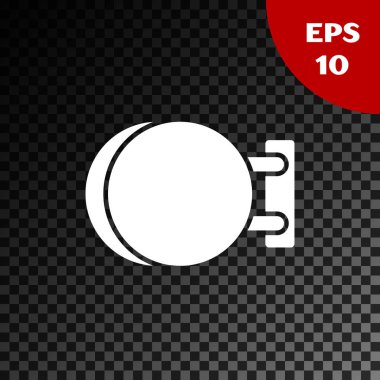 Beyaz tabela asılı simgesi şeffaf koyu arka planda izole. Reklam Bar, kafe, pub, Restoran için uygundur. Vektör Illustration