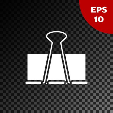 Saydam koyu arka planda yalıtılmış beyaz bağlayıcı klip simgesi. Ataş. Vektör Illustration