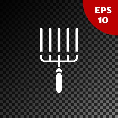 Beyaz Bahçe komisyon şeffaf koyu arka planda izole iş simgesi. Bahçecilik, tarım, Tarım için araç. Zemin tohumcu. Vektör Illustration