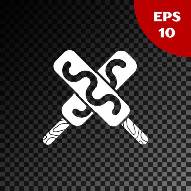 Beyaz dondurma simgesi şeffaf koyu arka planda izole. Tatlı sembolü. Vektör Illustration