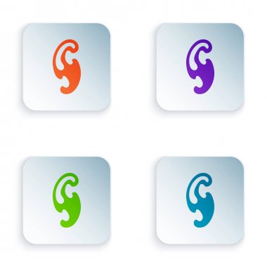 Beyaz arka planda izole renkli Fransız eğrileri simgesi. Dikiş ekipmanları. Renkli kare düğmeleri simgeleri ayarlayın. Vektör Illustration