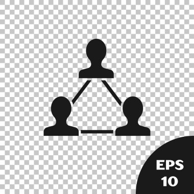 Siyah proje takım tabanı simgesi şeffaf arka planda yalıtılmış. İş Analizi ve planlama, danışmanlık, takım çalışmaları, proje yönetimi. Geliştiriciler. Vektör Illustration